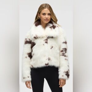 NVLT Cropped Faux Fox Fur Jacket